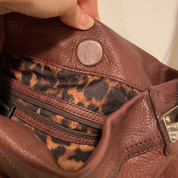 B MAKOWSKY Brown Genuine Leather Hand Bag Shoulder Satchel Bag Purse - Picture 7 of 9